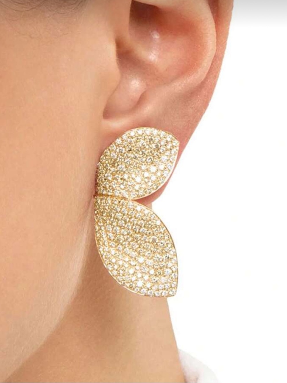 REVOLVE Gold Pavé Double Leaf Drop Earrings